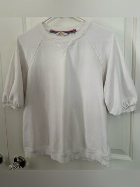 Boden White Puff Sleeve Short Sleeve Sweatshirt Top Women’s US 8